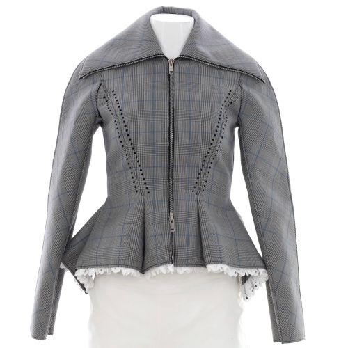 Women's Zip Up Peplum Blazer Wool Blend